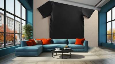 Blank Black t-shirt mockup with copy space front view.Tee with Copyspace for advertising t shirt Wall mural