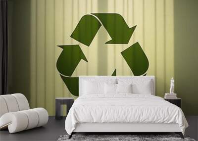 Green eco social recycling icon recycle logo symbol ecological waste management zero waste sign 3d Wall mural