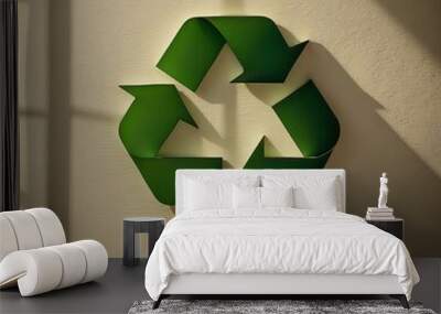 Green eco social recycling icon recycle logo symbol ecological waste management zero waste sign 3d Wall mural