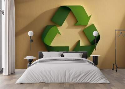 Green eco social recycling icon recycle logo symbol ecological waste management zero waste sign 3d Wall mural