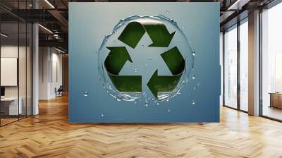 Green eco social recycling icon recycle logo symbol ecological waste management zero waste sign 3d Wall mural