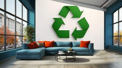 Green eco social recycling icon recycle logo symbol ecological waste management zero waste sign 3d Wall mural