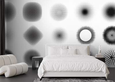 Halftone dot tone grunge effect abstract pattern texture vector graphic retro illustration.gradient geometric element art shape modern creative pop wallpaper vintage monochrome print frame Wall mural