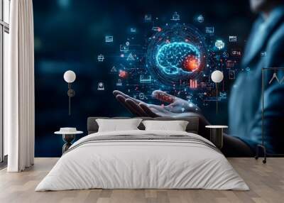 Ai technology, Artificial Intelligence. man using technology smart robot AI, artificial intelligence Wall mural