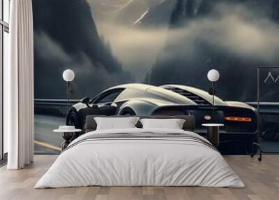 bugatti veyron super sport the road between the mountains. Wall mural