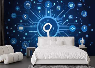 Online tech support. Customer service, Business and technology concept Wall mural