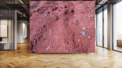 Red ground  soil texture. red clay Wall mural