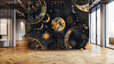 seamless pattern cosmic elements Wall mural