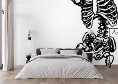 Skeleton dancing black and white Wall mural