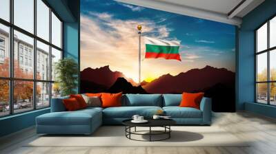 Bulgaria flag,Waving flag on the mountain Wall mural