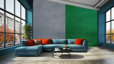  The texture of genuine leather is gray and green. Wall mural