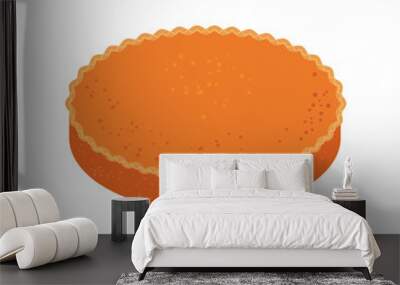 A whole pumpkin pie. Traditional October pastry isolated on white background. Vector Wall mural