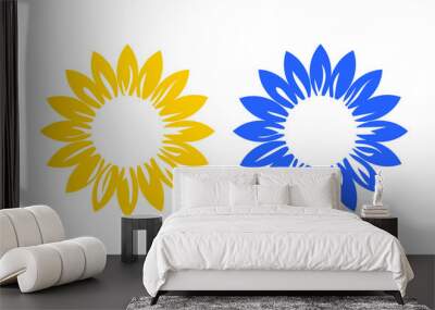 Sunflower on a white background with blue and yellow petals. Symbol of the Day of Remembrance of the Defenders of Ukraine. Vector. Wall mural