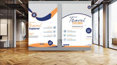 Travel Flyer Template design, 2 colorful travel flyer layout Wall mural