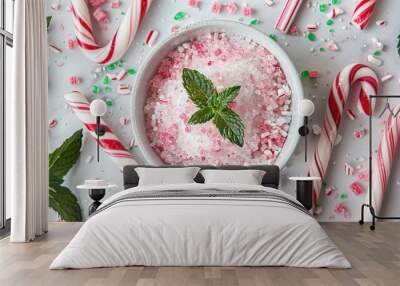 a bowl of homemade peppermint scrub Wall mural