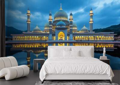 a majestic Islamic mosque at sunrise Wall mural