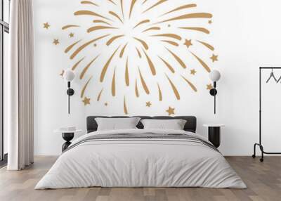 Firework design on white background Wall mural