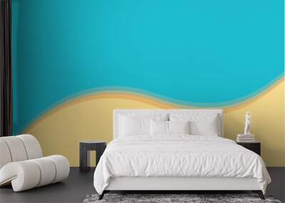 Blue ocean waves on a sandy beach. Beautiful vector illustration. Wall mural