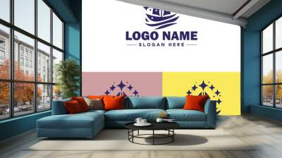 ship sea shipping cargo cruise ocean ship boat logo icon vector for business app silhouette logo template Wall mural