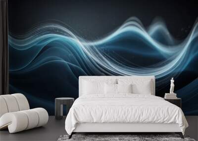 An abstract depiction of musical staves transformed into waves symbolizing sound. Wall mural