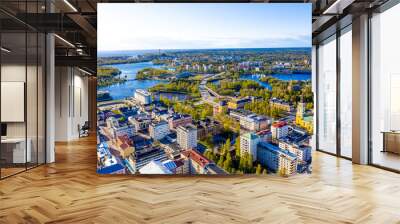 Aerial drone photo of Oulu, Finland Wall mural