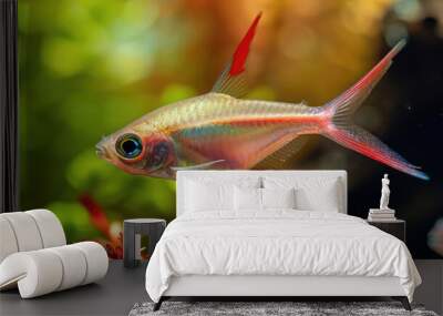 Cardinal tetra with striking blue stripe. Wall mural