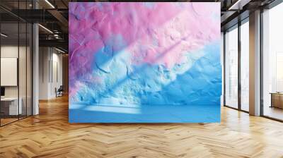 Pastel colored wall with strong texture. Pink and blue gradient color. Template. Empty. Copy space.  Wall mural