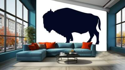 Buffalo Silhouette Isolated On White Background Vector Illustration Wall mural