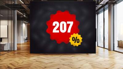 207% Discount Banner. 207 Percent Sales Promotional Design. Black Background Red and Yellow Color Premium Design. Template for products, advertising, web banners, leaflets, certificates and postcards. Wall mural