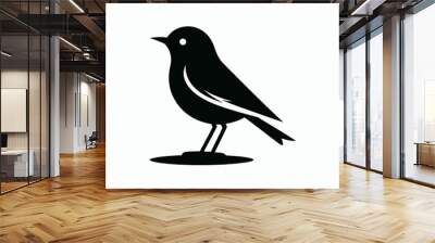 black bird silhouette vector illustration white background Wall mural