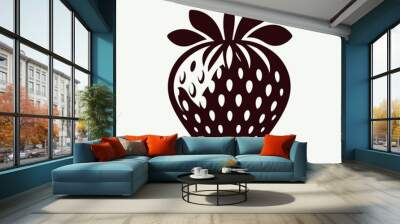 Strawberry silhouette vector illustration White Background Wall mural