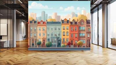 city in the evening Wall mural