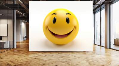 Emoticon with angry expression on white background. 3d illustration Wall mural