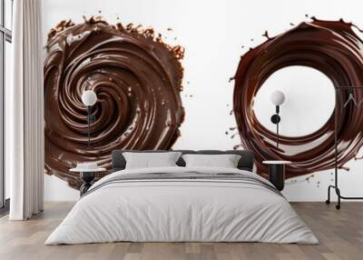 Dark brown Chocolate, coffee or cocoa liquid swirl isolated on white background.. Generative AI. Wall mural