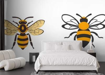 flat logo of bee logo cartoon vector icon illustration isolated on white background. Generative AI. Wall mural