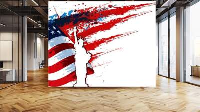 american flag with statue of liberty for us independence day. AI generated Wall mural