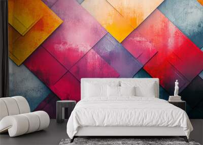 An abstract geometric square featuring a colorful texture, set against a vibrant background.



 Wall mural