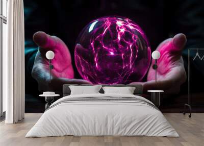 Experience the wonder of the plasma ball—where magic meets science! Place your hands near the crystal and watch as lightning-like tendrils dance and react to your touch. It’s a mesmerizing blend of en Wall mural