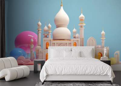 abstract 3d mosque and latern with clouds,color patel Wall mural