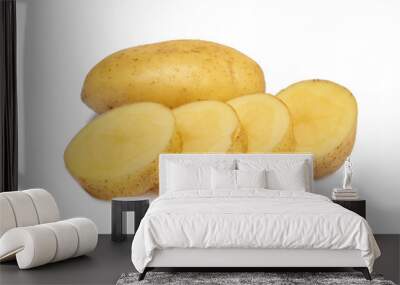 Raw potato and potato cut in half isolated on white background. Wall mural