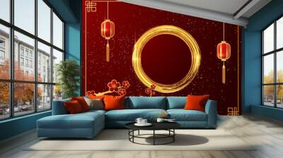 Chinese lunar new year festival poster template or holiday background. Vector eps10 Wall mural