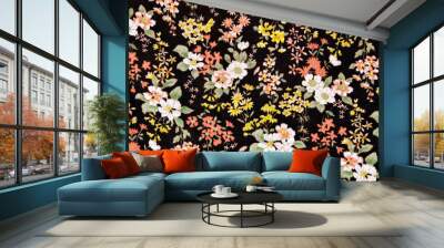 fabric pattern with flowers  background Wall mural