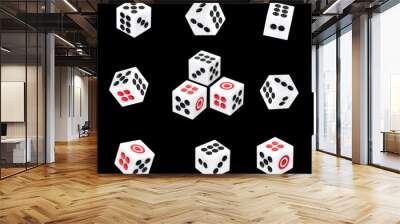 set of dice on black background Wall mural