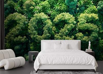 2025 New Year concept. Dense green forest with the year 2025 formed by trees, emphasizing environmental sustainability and future focus. SDGs, ESG, NetZero, and co2 concept, environmental awareness Wall mural