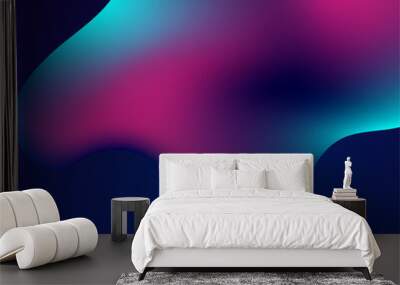 Abstract blue and purple liquid wavy shapes futuristic background. Glowing retro waves vector design Wall mural