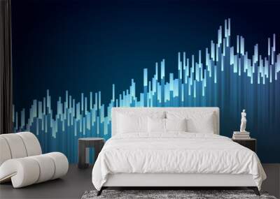 Abstract blue growing financial graph chart background. Vector lines tech design Wall mural