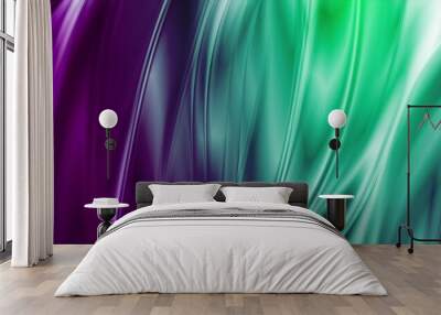 Abstract cyan violet liquid blurred waves background Wall mural