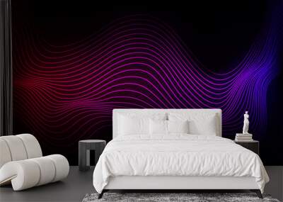 Abstract futuristic colorful 3d neon wavy background Wall mural