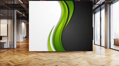 Abstract green black grey wavy background Wall mural