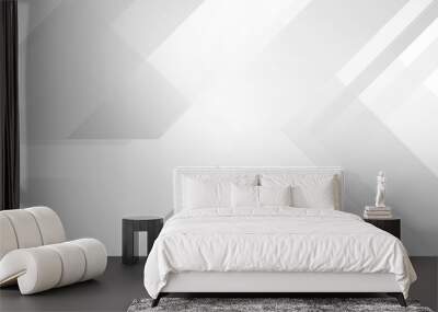 Abstract grey and white tech geometric background Wall mural